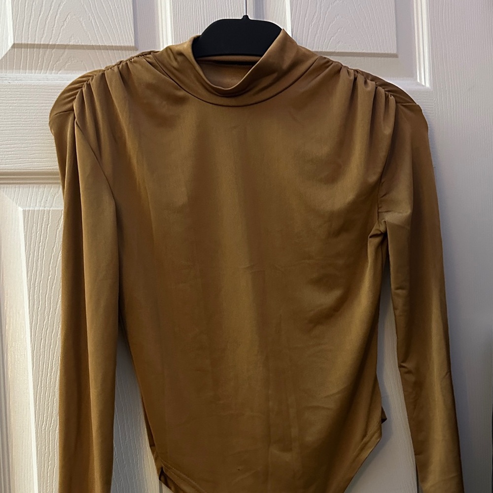 Elegant Brown Long Sleeve Women's Top